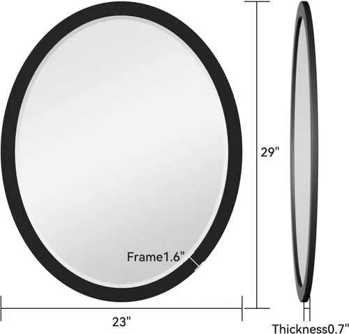 Vista 6 de LYYYXGYP Espejo de pared ovalado de 23 x 29 pulgadas, marco de metal negro mate, espejos decorativos para montaje en pared, para tocador, baño