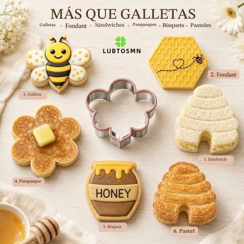 Vista 9 de LUBTOSMN Juego de cortadores de galletas con temática de abeja, juego