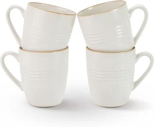 Vista 23 de Juego de Tazas de Café Famiware, Juego de 4 Tazas de 13 oz, Tazas de Gres para Café con Leche, Té Caliente, Mocha, Cacao, Capuchino, Aptas