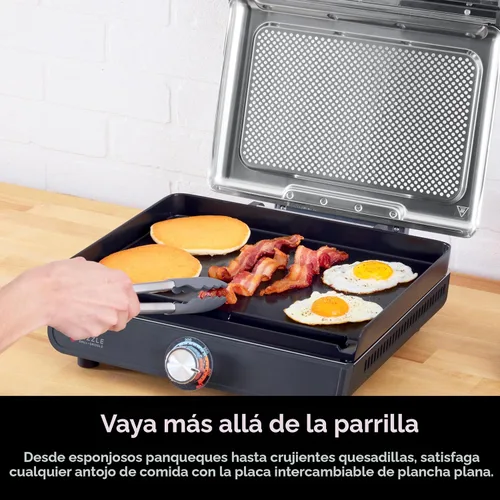 Vista 5 de Ninja Plancha y parrilla de interior, 14 pulgadas, parrilla eléctrica, para bistec, hamburguesas, salmón, verduras y más, plancha para panqueques