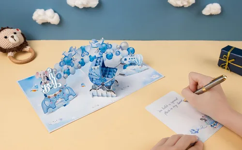 Vista 7 de Tarjetas de baby shower para niños, tarjeta de bautismo, tarjeta para bebés nuevos de 6 x 8 pulgadas, tarjetas de regalo, regalos emergentes