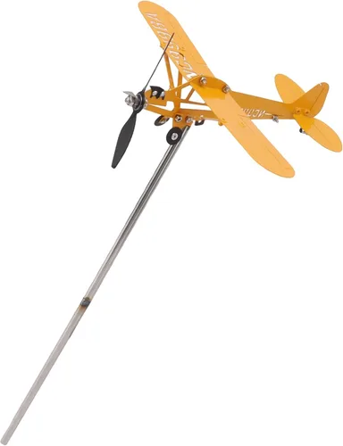 Vista 5 de J3 Cub - Veleta de avión, avión de metal 3D, molino de viento de metal, escultura de viento, escultura de viento, indicador de dirección del viento