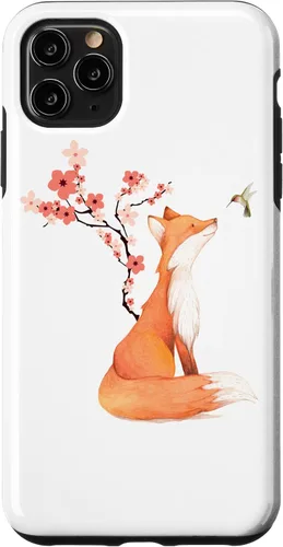 Vista 13 de The Cute Fox and Hummingbird Cherry Blossom Flower Present Case for iPhone 17