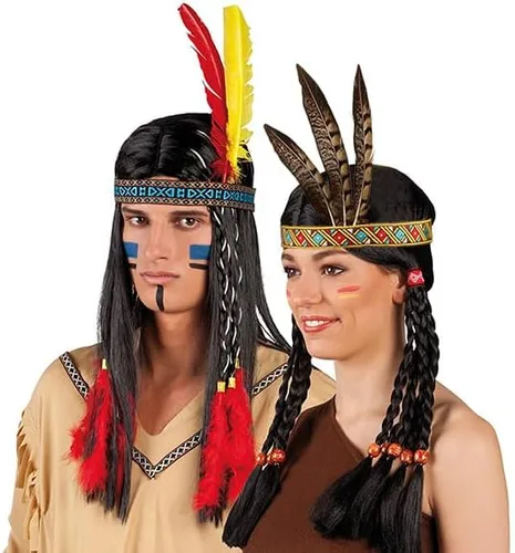 Vista 5 de Tocado de plumas para el día de Acción de Gracias Jefe inspirado en los indios nativos americanos para niños y adultos