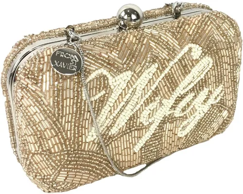 Vista 2 de Wifey Script - Bolso de novia con cuentas, color champán, Champán