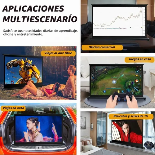 Vista 6 de Pantalla de proyector de 50 pulgadas, pantalla de proyector 16:9, soporte de trípode retráctil para sala de reuniones de cine en casa, escuela