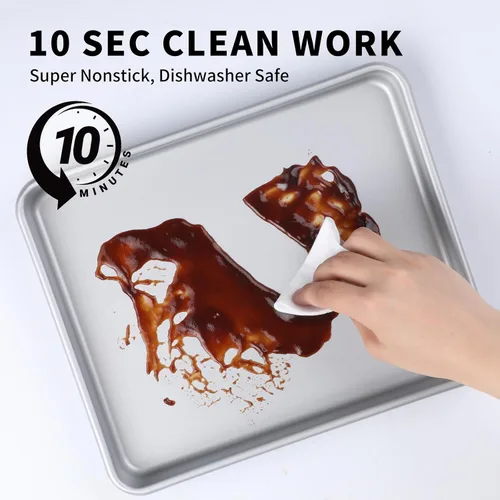 Vista 3 de PACK DE 2 fuentes para horno tostador de Shinsin, bandejas antiadherentes de 9X11, juego de bandejas para galletas 57% más gruesas, aptas