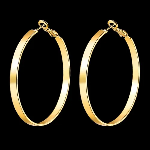 Vista 6 de Aretes de aro chapados en oro de 18 quilates, aretes redondos