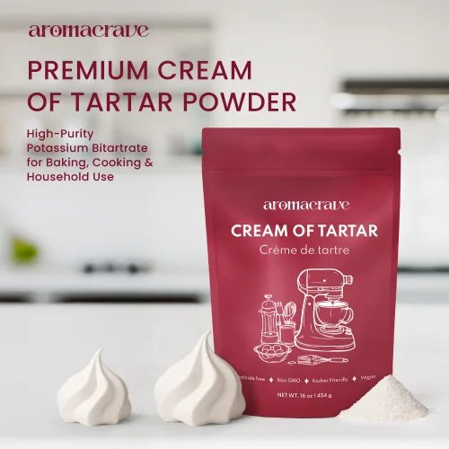 Vista 3 de AROMACRAVE Cream of Tartar Powder, High-Purity Potassium Bitartrate for Baking & Cooking, Stabilizes Egg Whites, Prevents Sugar Crystallization