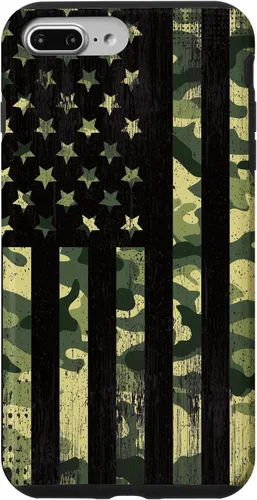 Vista 12 de iPhone 16 American Flag Camo Camouflage Black Patriotic Pride Case