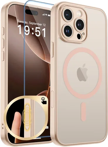 Vista 311 de zapica Funda magnética para iPhone Air, con protector de pantalla de vidrio templado, compatible con MagSafe, translúcida mate, a prueba de golpes