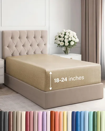 Vista 8 de Sábana bajera ajustable extra profunda Twin XL – Sábana bajera individual de lujo de hotel solamente – Se adapta fácilmente a colchones de 18 a 24