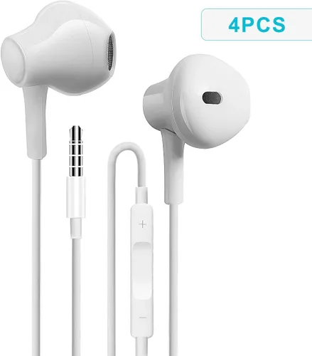 Vista 8 de Paquete de 4 auriculares con cable, auriculares con cable intrauditivo con control de volumen de micrófono, potentes graves pesados, alta