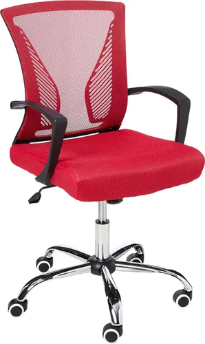 Vista 4 de Modern Home Zuna Silla de oficina con respaldo medio, respaldo ergonómico de malla con respaldo de malla (negro/rojo)