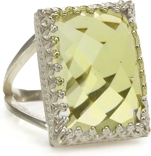 Vista 3 de Unique Yellow Quartz Ring - Lemon Quartz in 925 Sterling Silver - Gorgeous Statement Rings for Women - Jewelry for Weddings, Parties, Engagements