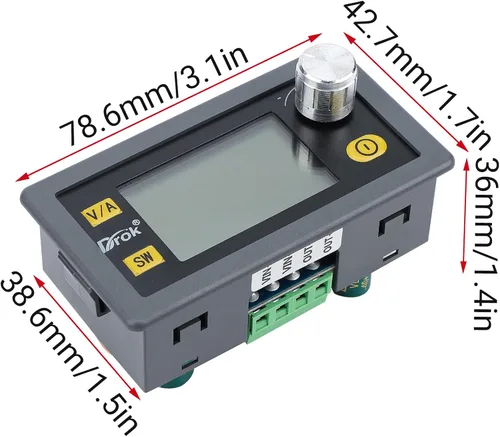 Vista 5 de DROK Buck Boost Convertidor, DC 5.0-30V a 0.6-30V 4A 35W Regulador de voltaje ajustable Pantalla LCD 6V 9V 12V 24V módulo de fuente de alimentación