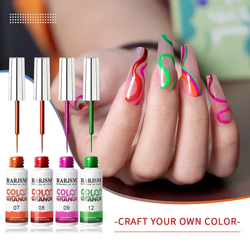 Vista 3 de RARJSM Juego de esmaltes de uñas de gel que cambian de color de temperatura, 12 colores que cambian el estado de ánimo, rosa, naranja, rojo, azul