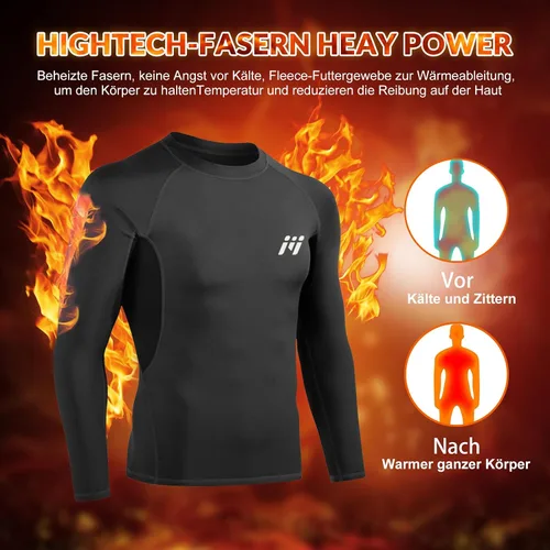 Vista 27 de MEETWEE Paquete de 4/5 camisas de compresión térmica para hombre, manga larga, forro polar, capa base, equipo de entrenamiento de invierno