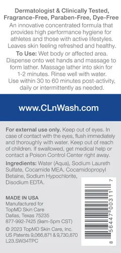 Vista 2 de CLn® SportWash - Gel de baño deportivo de alto rendimiento, para hombres y mujeres propensos a olores corporales, olor de pies, tiña, foliculitis