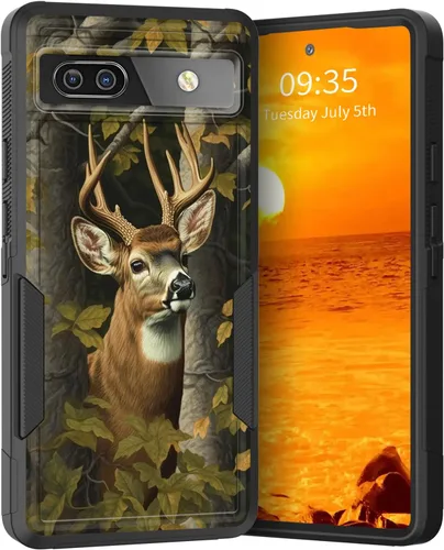 Vista 114 de Funda para Pixel 6A, Híbrida de Doble Capa de Servicio Pesado Resistente a Prueba de Golpes PC Duro + Funda Protectora de Silicona Suave para Google