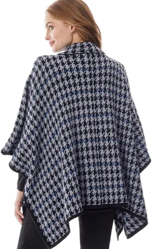 Vista 3 de Jones New York Capa de punto de pata de gallo con botones frontales para mujer pequeña color azul Azul Patchwork S