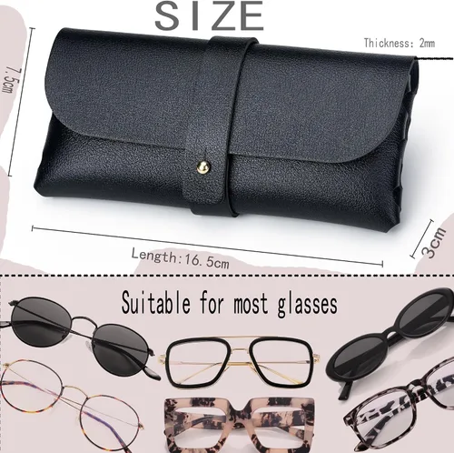 Vista 7 de Onrtry Funda de cuero suave para gafas de PVC con hebilla de uñas de PVC, bolsa de gafas de sol