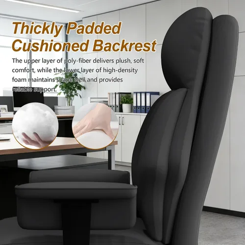 Vista 3 de Silla de oficina ejecutiva con ruedas, sillas de escritorio ergonómicas de piel sintética con reposapiés, respaldo alto, sillas