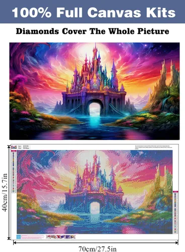 Vista 2 de ijbnhd Castillo de pintura de diamante 5D, kits de pintura de diamantes grandes para adultos, cielo estrellado de bricolaje, taladro completo