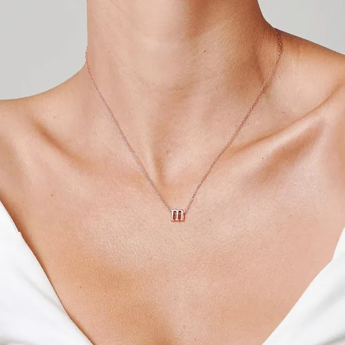 Vista 3 de MONOOC - Collares con inicial minúscula para mujeres y niñas, chapado en oro de 14 quilates, minimalista personalizado con nombre con monograma