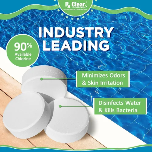 Vista 4 de Rx Clear - Tabletas de cloro de 3 pulgadas 5 libras Tabletas estabilizadas individuales para desinfectar piscinas De larga duración