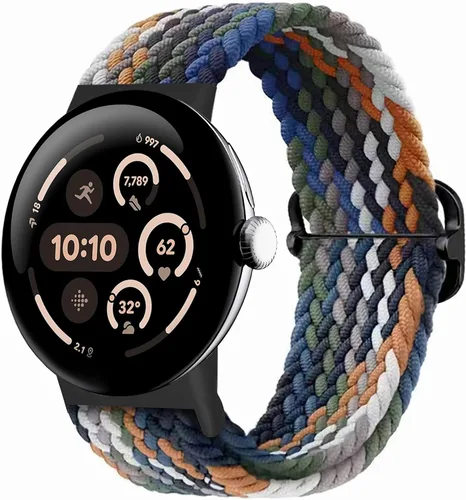 Vista 44 de Correas trenzadas Solo Loop compatibles con Google Pixel Watch 4, 3, 2, 1 de 1.61 pulgadas/1.77 pulgadas, correas elásticas ajustables de nailon