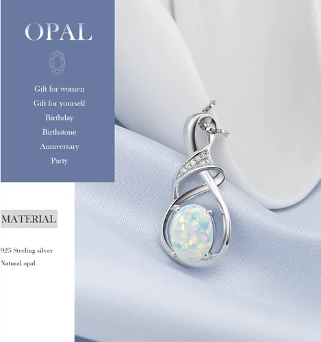 Vista 3 de HXZZ Joyería fina con piedra natal para mujer, piedras preciosas naturales, topacio amatista, ópalo, granate, peridoto y citrino, plata de ley