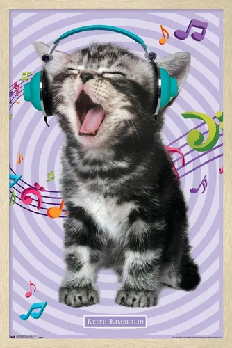 Vista 16 de Trends International Keith Kimberlin - Gato - Póster de pared cantando, 14.725 x 22.375 pulgadas, versión con marco de madera tipo granero