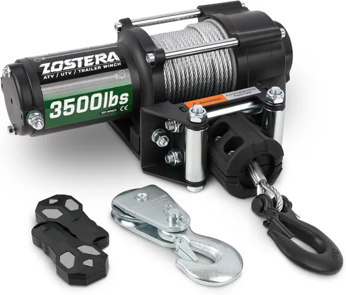 Vista 14 de Cabrestante de 2000 libras para ATV, con cable de acero, cabrestante ATV con interruptor de control remoto manual con cable, impermeable IP65