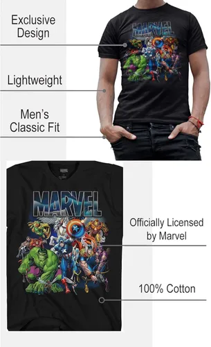 Vista 2 de Marvel with Wings - Camiseta gráfica para hombre Negro