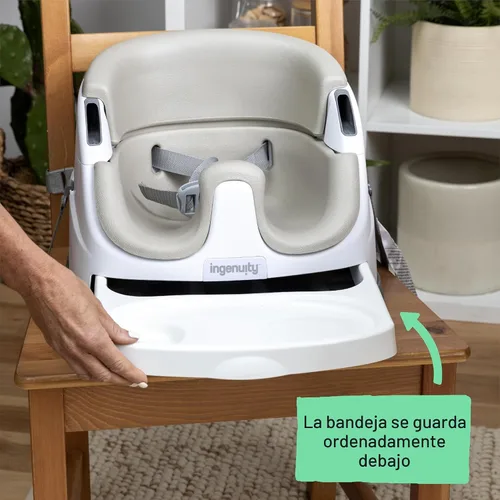 Vista 6 de Ingenuity Asiento base para bebé 2-en-1 con bandeja auto-guardable para alimentación y piso - Cashmere