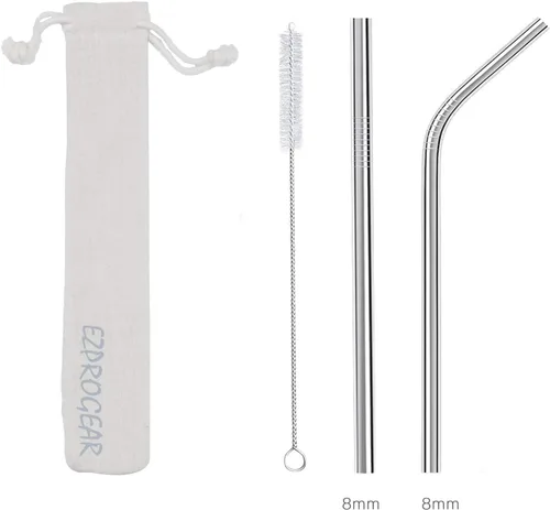 Vista 3 de Ezprogear – Vaso con aislamiento al vacío de doble pared de acero inoxidable, con pajilla y asa Doble pared, acero inoxidable, taza