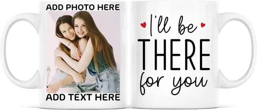 Vista 15 de Taza de café con texto en inglés "Because Of You I Laugh", regalo para mujeres, mejores amigas, mejores amigas, tazas personalizadas de amistad