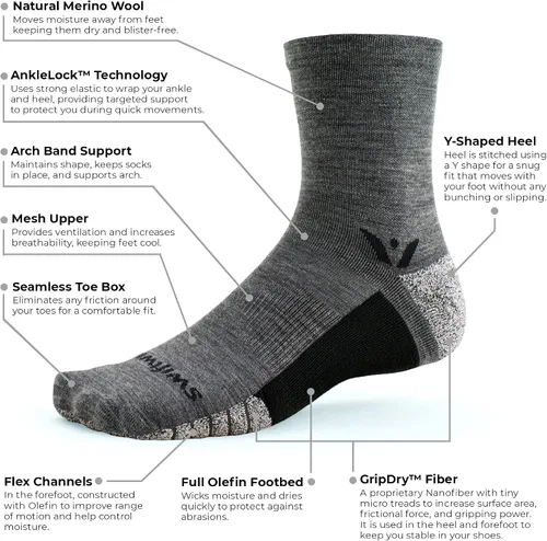 Vista 3 de Swiftwick - Calcetines FLITE XT TRAIL FIVE, para correr y senderismo