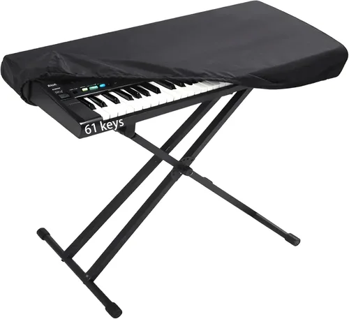 Vista 8 de Cubierta antipolvo para teclado de 88 teclas, protector de tela elástica para piano digital y teclados electrónicos (negro) - Ajuste universal