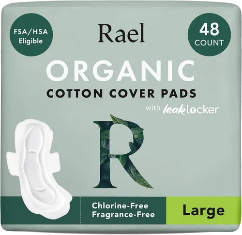 Vista 13 de Rael Almohadillas para Mujeres, Cubierta de Algodón Orgánico - Toallas Sanitarias con Alas, Cuidado Femenino, Toallas Sanitarias, Absorción Máxima