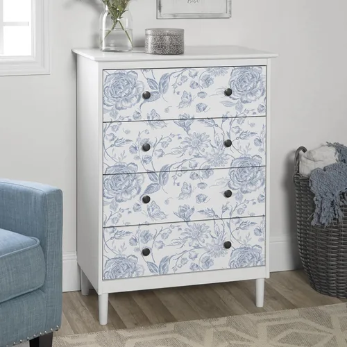Vista 6 de Papel tapiz azul para despegar y pegar, papel de pared floral bordado bohemio, papel de contacto para dormitorio, baño, papel tapiz azul marino