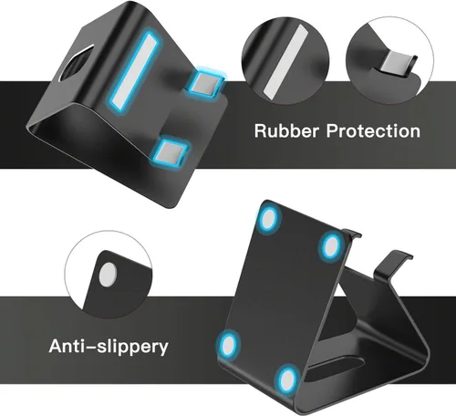 Vista 3 de Soporte para teléfono celular negro, compatible con iPhone Xs XR de 4 a 8 pulgadas, tableta, todos los teléfonos inteligentes Android