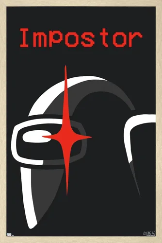 Vista 7 de Póster de pared de Among Us Impostor, 34 pulgadas de largo x 22.4 pulgadas de ancho, versión enmarcada de madera de granero