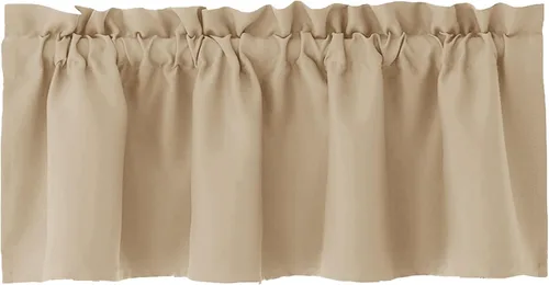 Vista 8 de Hiasan Cortinas opacas con cenefa para oscurecimiento sólido de habitación, cenefas con bolsillo para barra, para ventanas, 42 x 12 pulgadas
