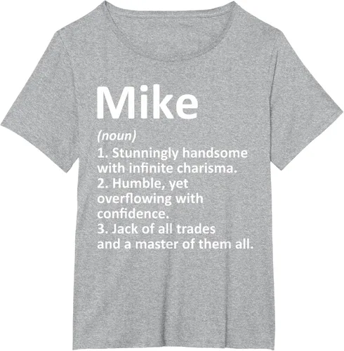 Vista 62 de MIKE Definition - Camiseta divertida para regalo de cumpleaños con nombre personalizado, Negro, S