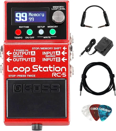 Vista 14 de Boss RC-1 Loop Station Paquete con cable de instrumento Gearlux, cable de conexión y púas