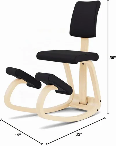 Vista 3 de Varier Variable Plus, silla de rodillas con respaldo, silla de oficina ergonómica, 10 años de garantía limitada, diseñada por Peter Opsvik