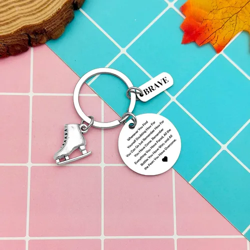 Vista 5 de Heigebi Roller Skate Keychain Athletic Keychain Roller Skate Gifts Keyring Skate Lover Gift