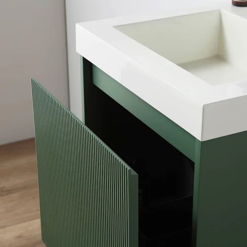 Vista 5 de Blossom Lavabo de baño de 20 pulgadas con tocador, todo en madera montado en la pared, gabinete flotante de baño con tocador con fregadero